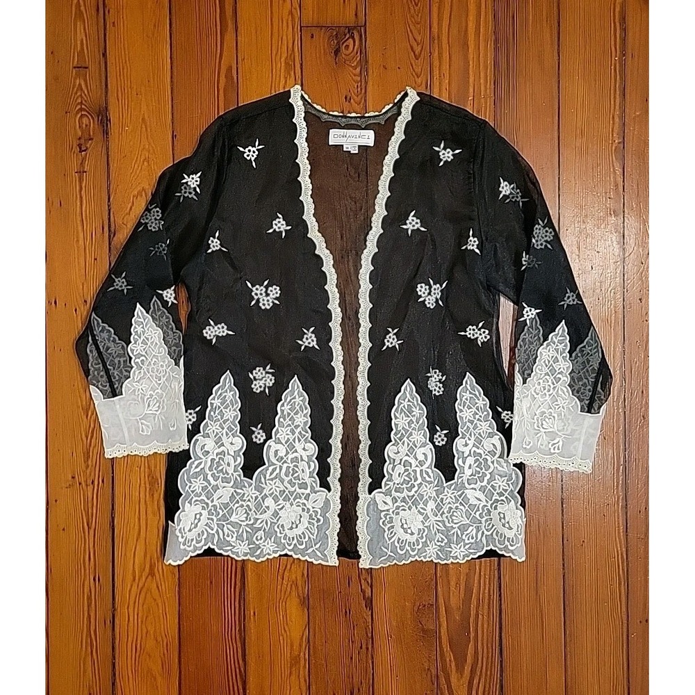 Donnavinci Sequin Open Front Cardigan Beeding lace Size 14 Evening 3/4 Sleeve